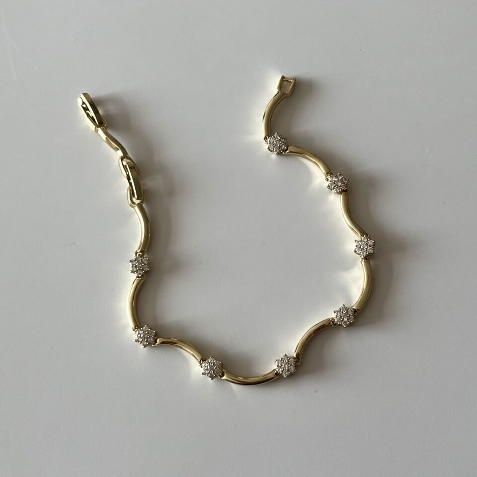 Taşlı Çiçek Minimal Xuping Bileklik