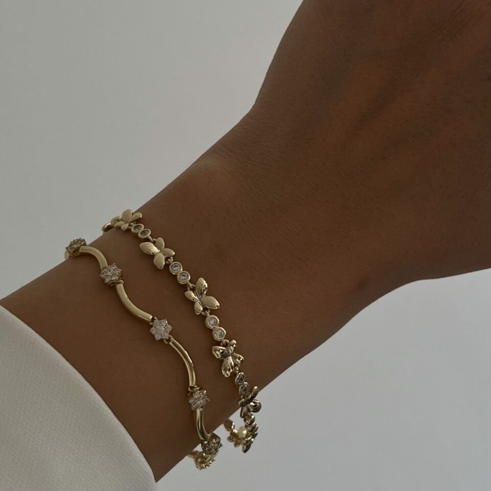 Taşlı Çiçek Minimal Xuping Bileklik