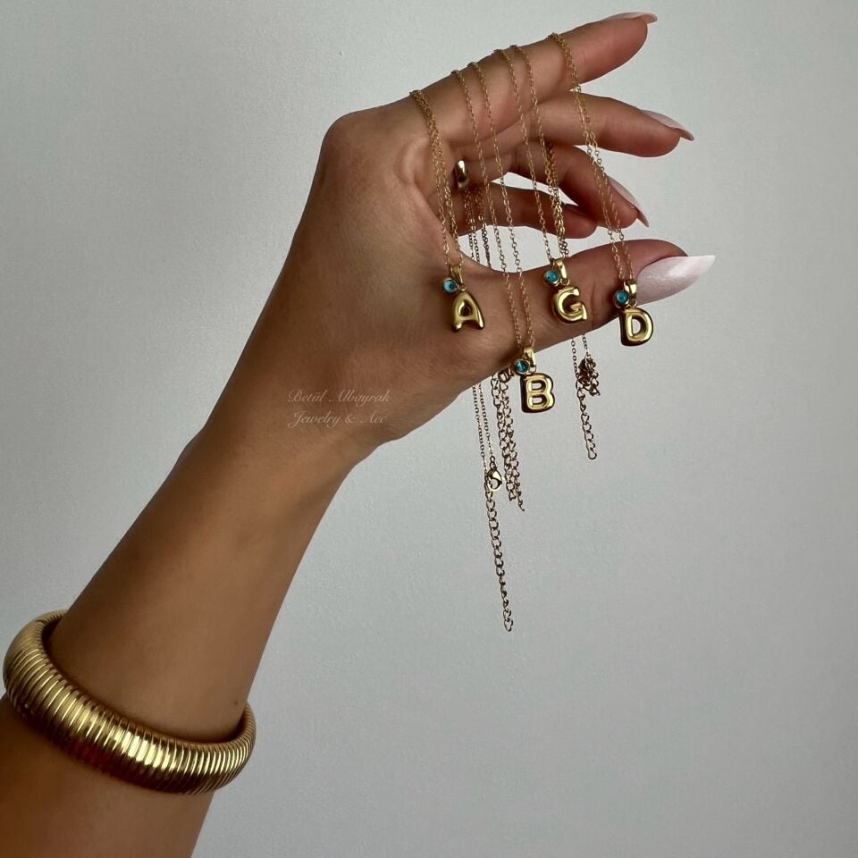 Çelik Minimal Balon Harf Kolye