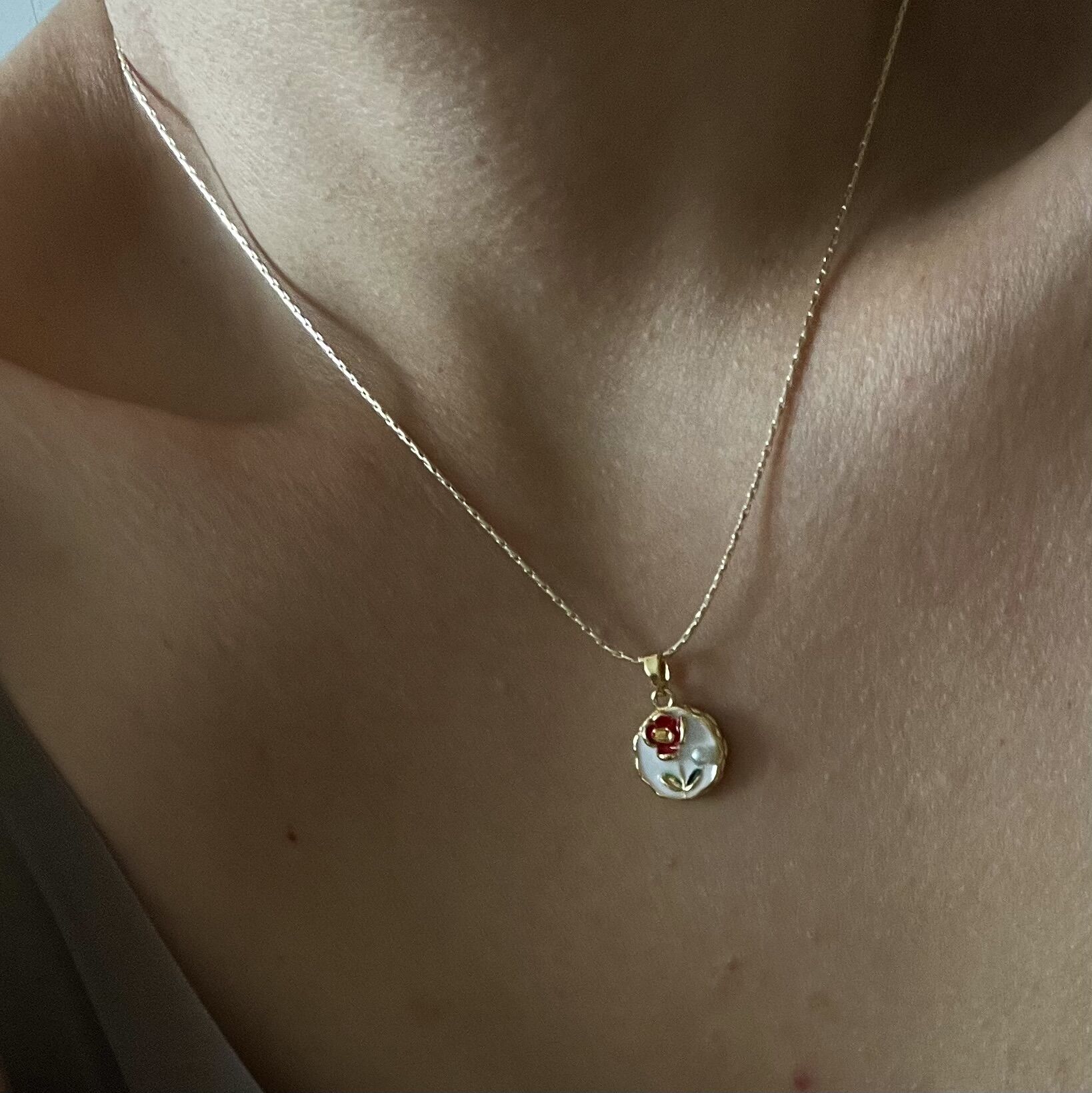 Altın Kaplama Vintage Gül Kolye