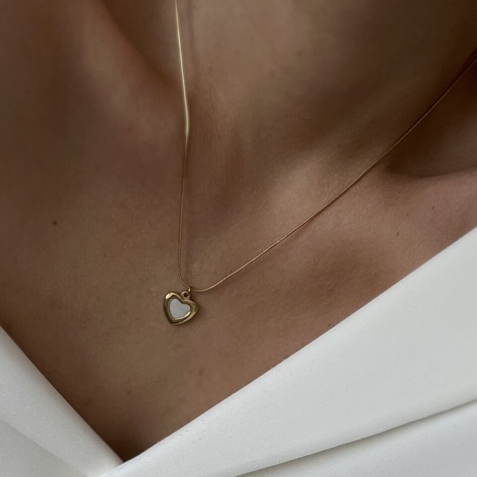 Çelik Sedef Kalp Kolye