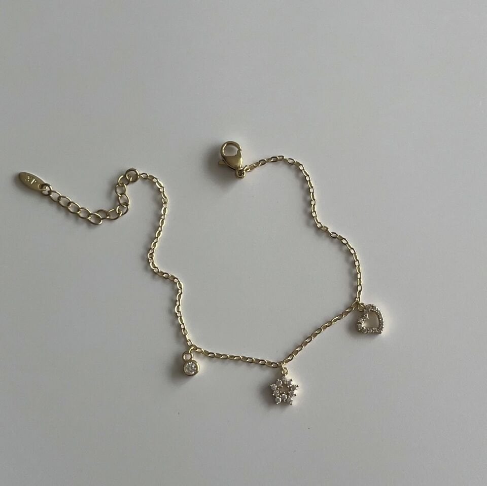 Taşlı Kalpli Kar Taneli Xuping Bileklik