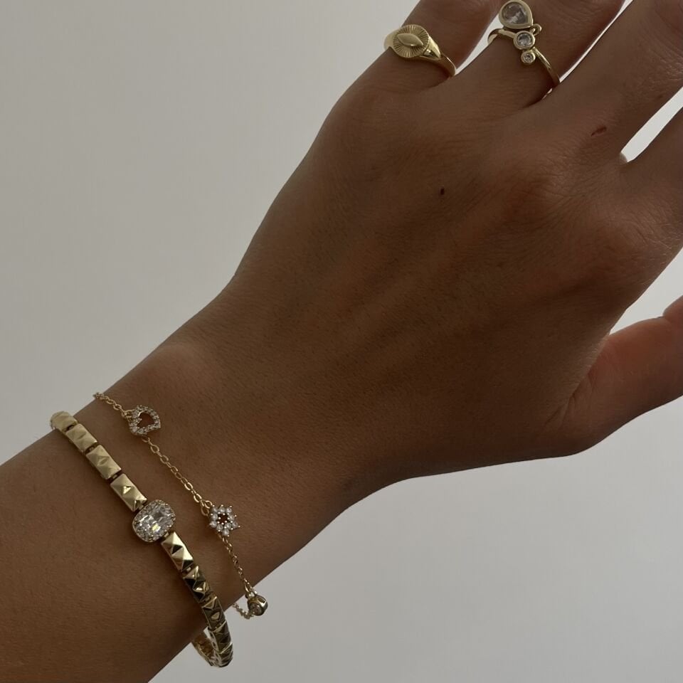 Taşlı Kalpli Kar Taneli Xuping Bileklik