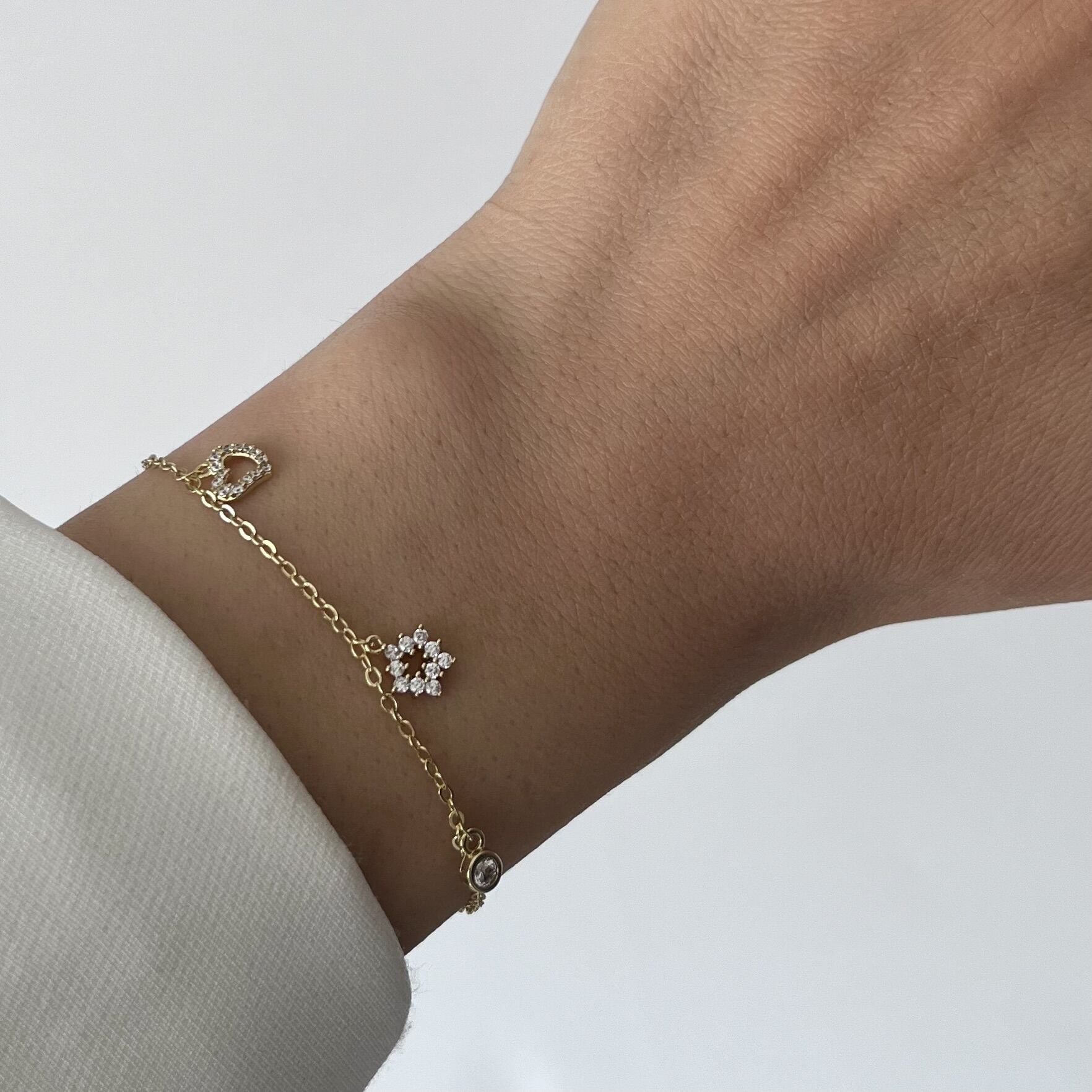 Taşlı Kalpli Kar Taneli Xuping Bileklik