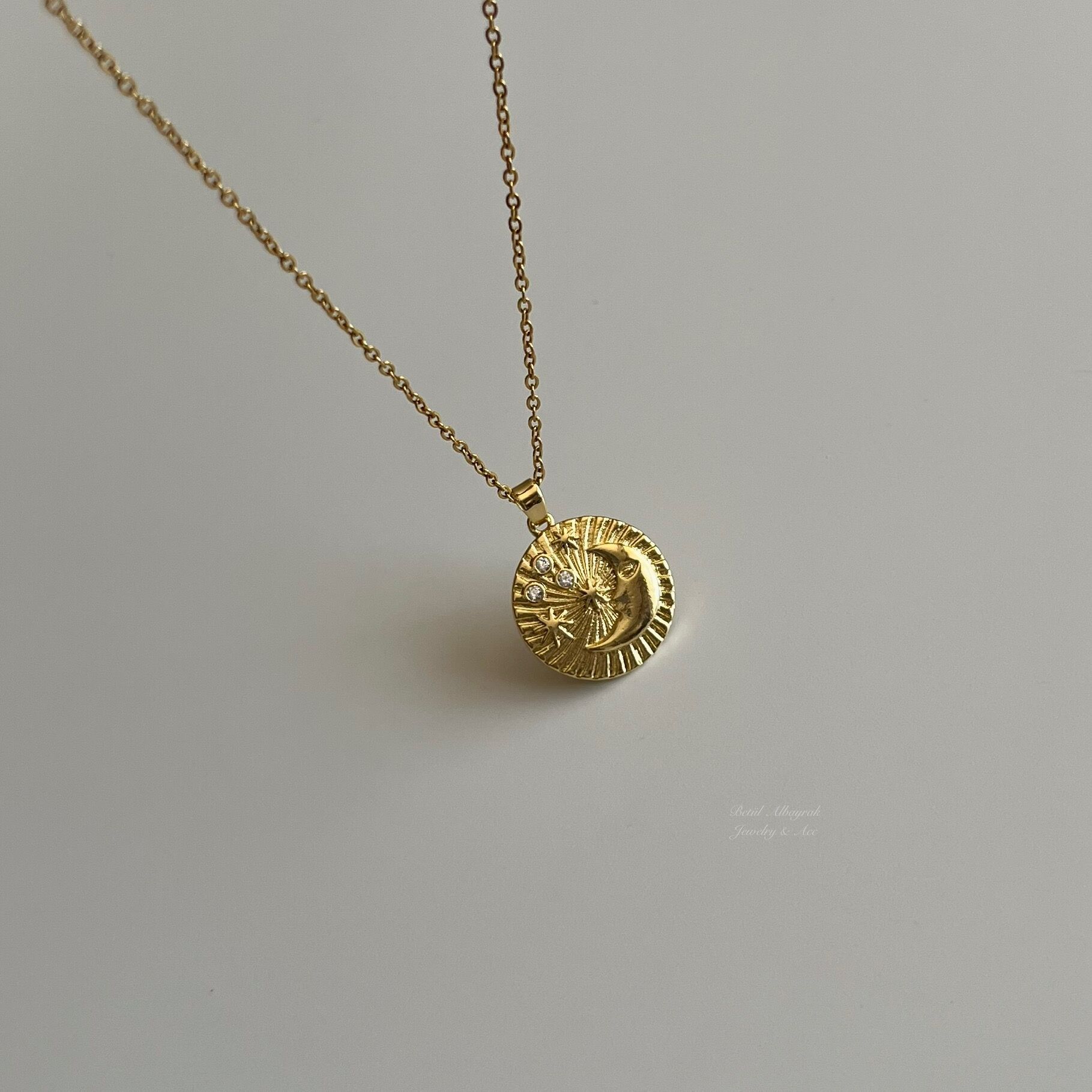 Çelik Taşlı Moon Kolye