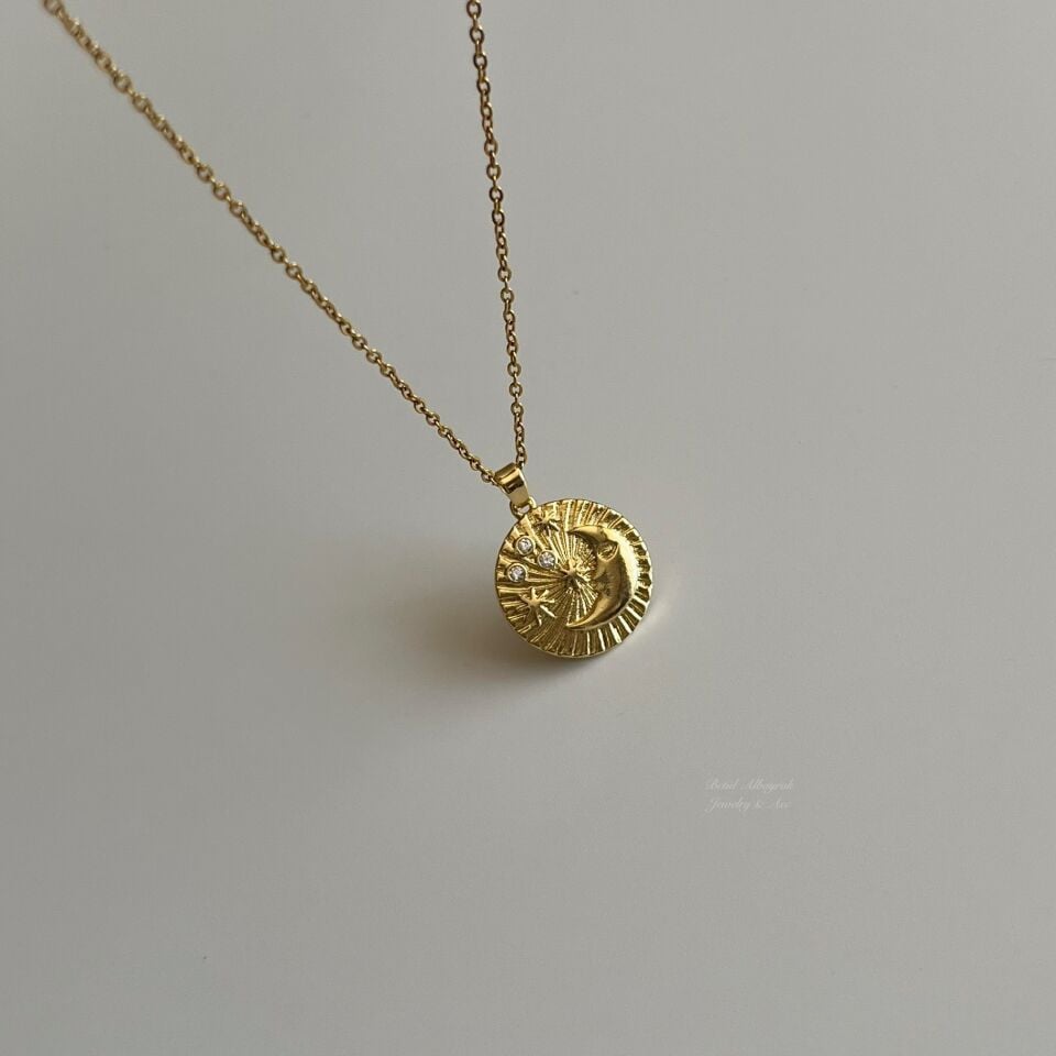 Çelik Taşlı Moon Kolye