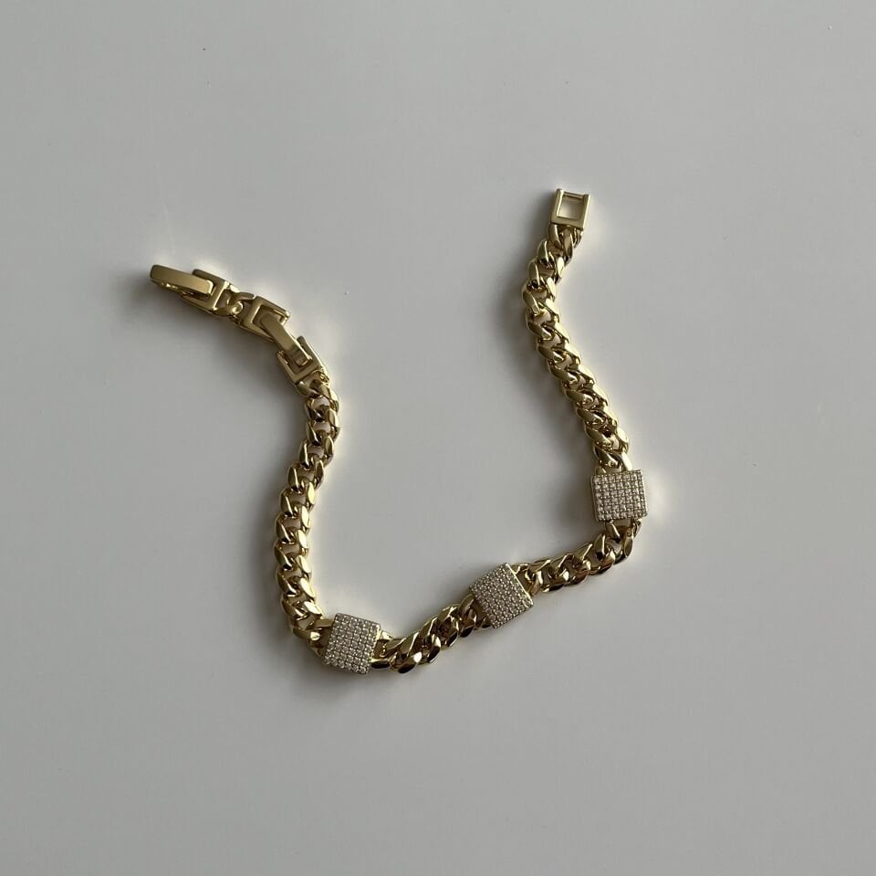 Kare Taşlı Zincirli Xuping Bileklik