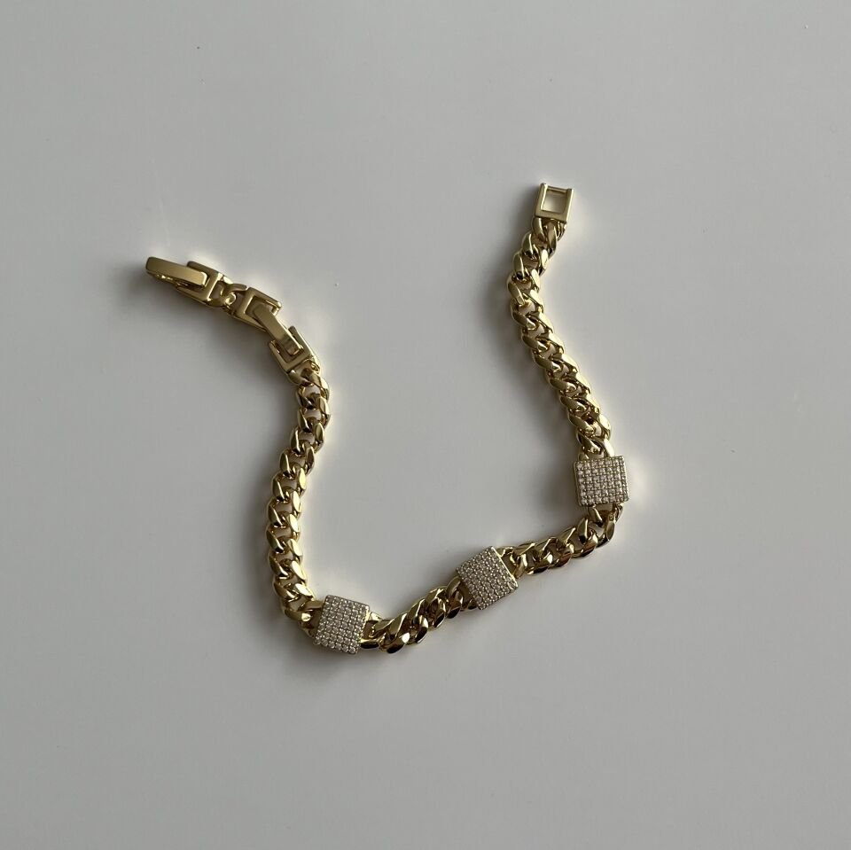 Kare Taşlı Zincirli Xuping Bileklik