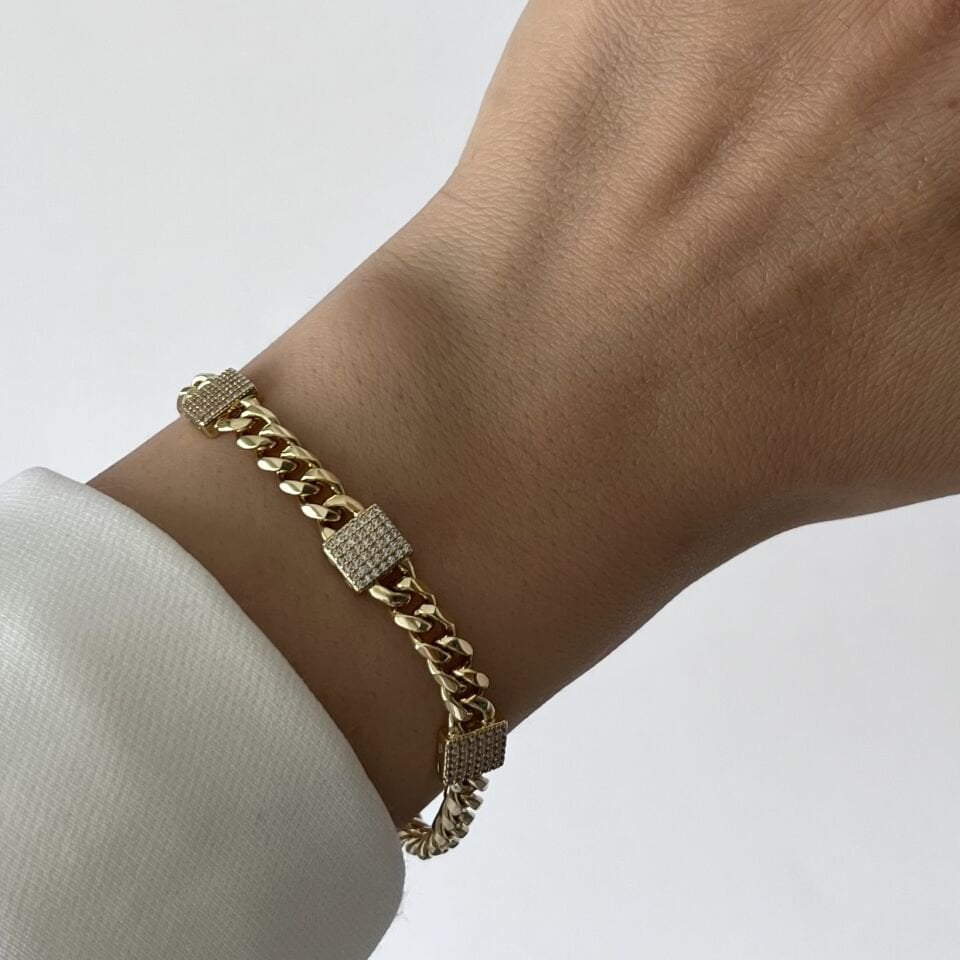 Kare Taşlı Zincirli Xuping Bileklik