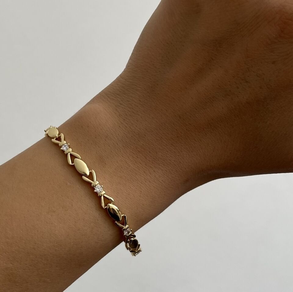 Altın Kaplama Taşlı Kurdele Model Bileklik