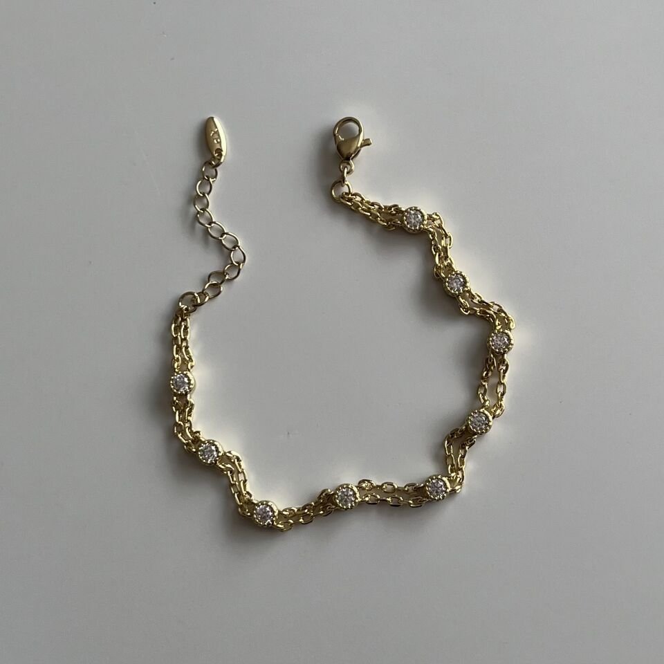 Yuvarlak Taşlı Zincirli Xuping Bileklik