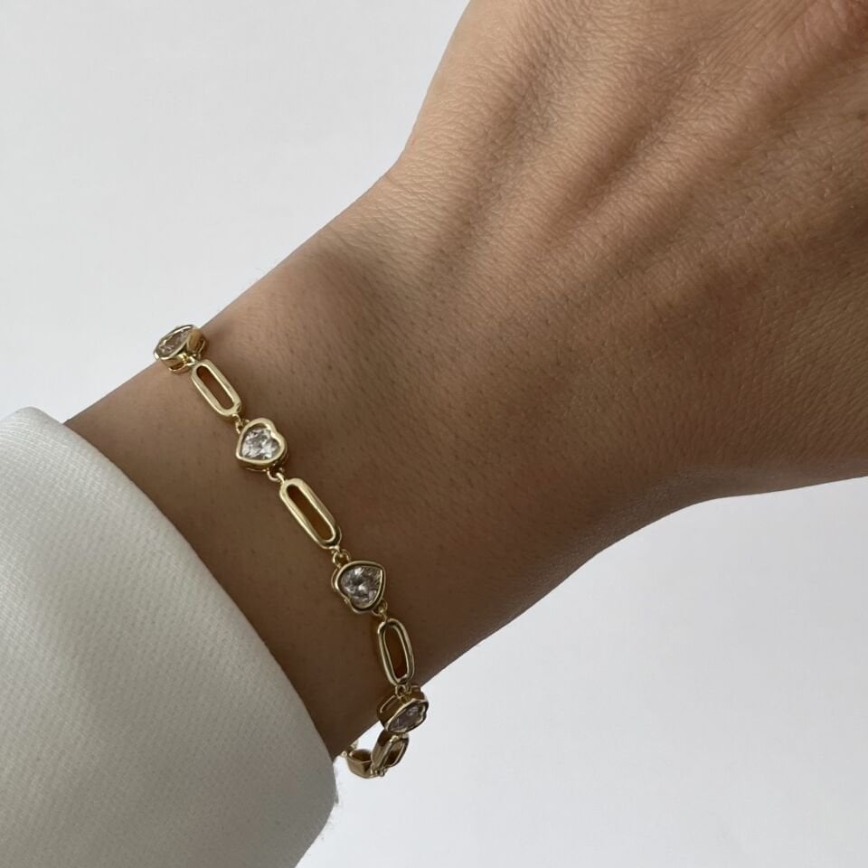 Ataç Zincirli Kalpli Xuping Bileklik