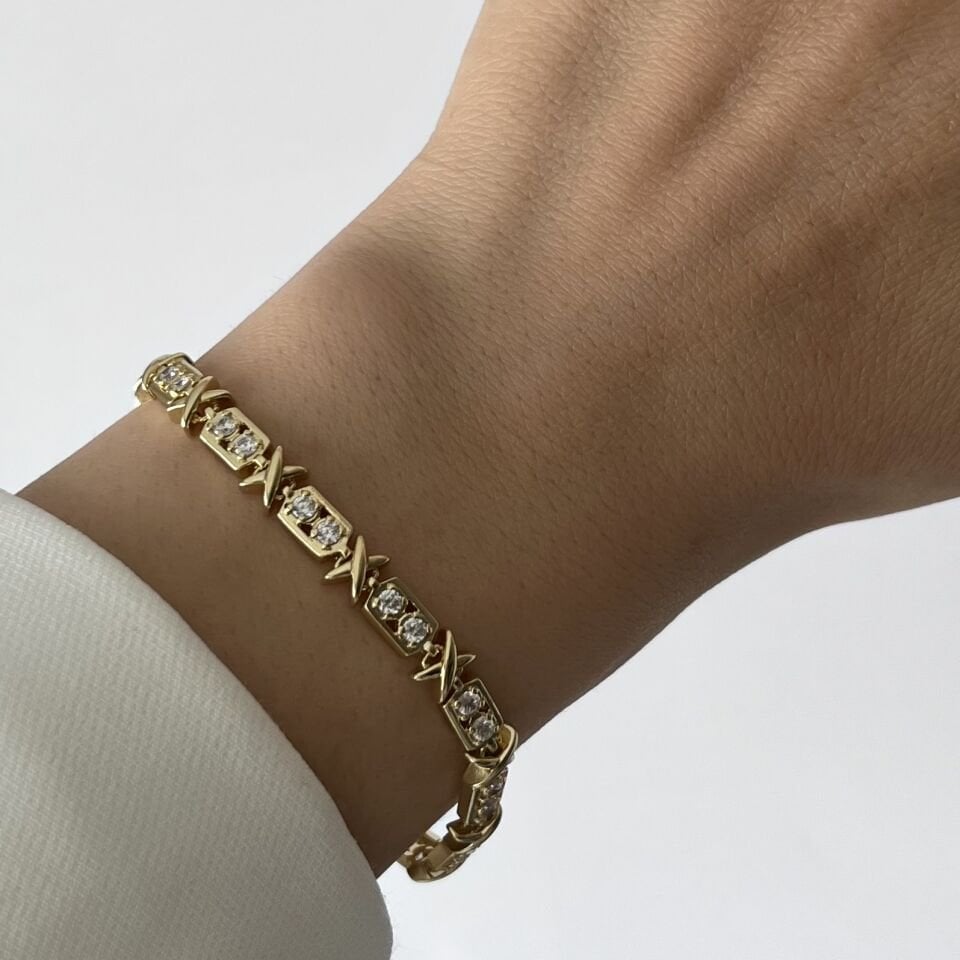 X Detay Taşlı Xuping Bileklik