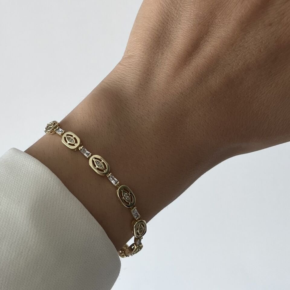 Oval Desenli Baget Taşlı Xuping Bileklik