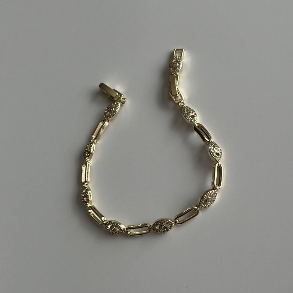 Altın Kaplama Ataç Zincirli Göz Bileklik