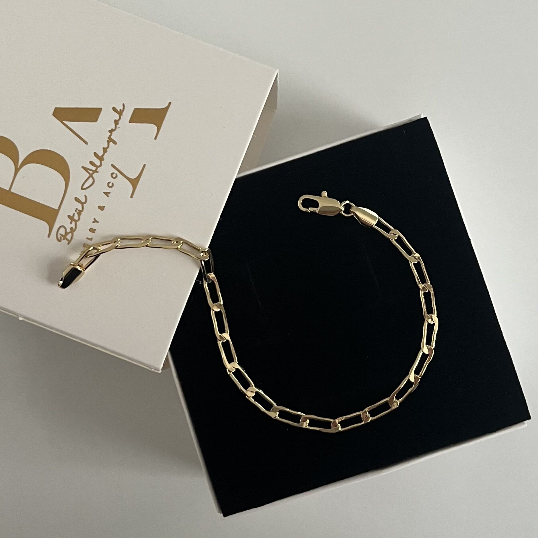 Unisex Altın Kaplama Ataç Zincir Bileklik