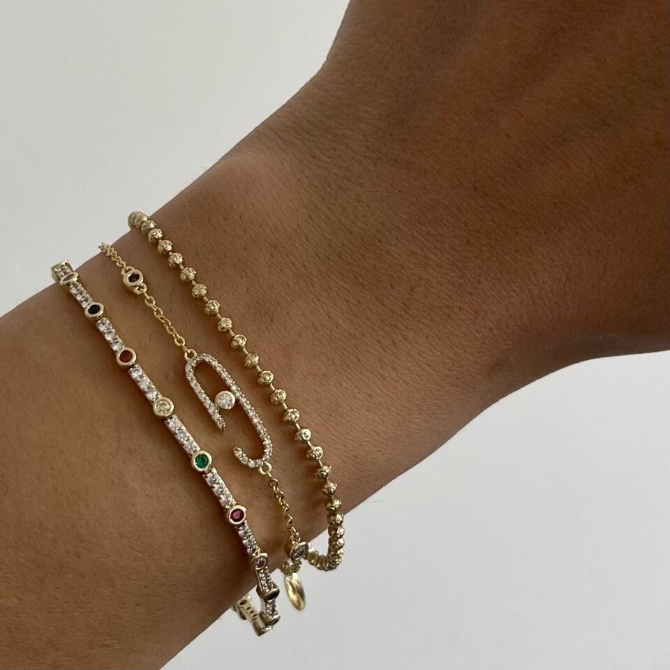 Minimal Renkli Taşlı Gold Xuping Suyolu Bileklik