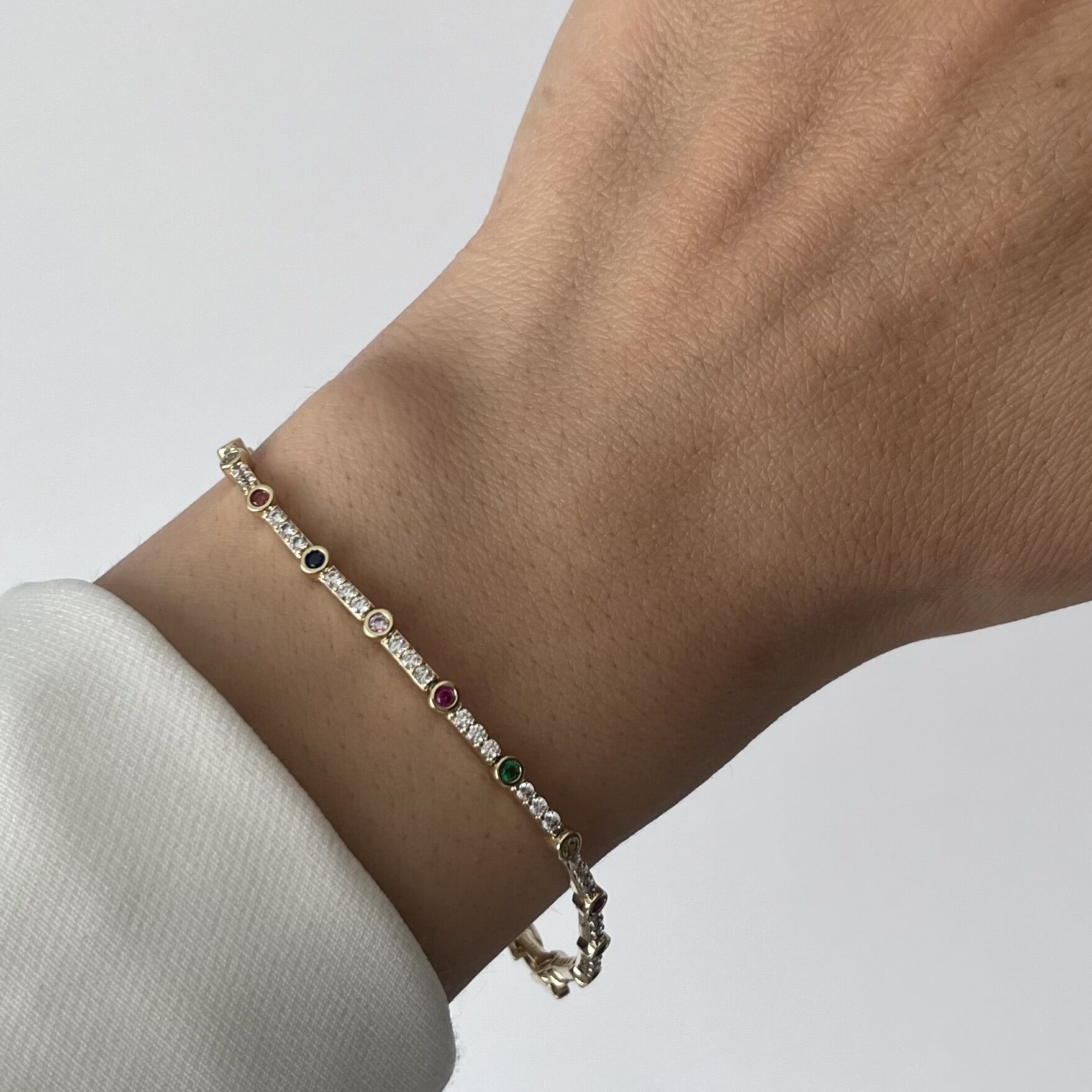 Minimal Renkli Taşlı Gold Xuping Suyolu Bileklik