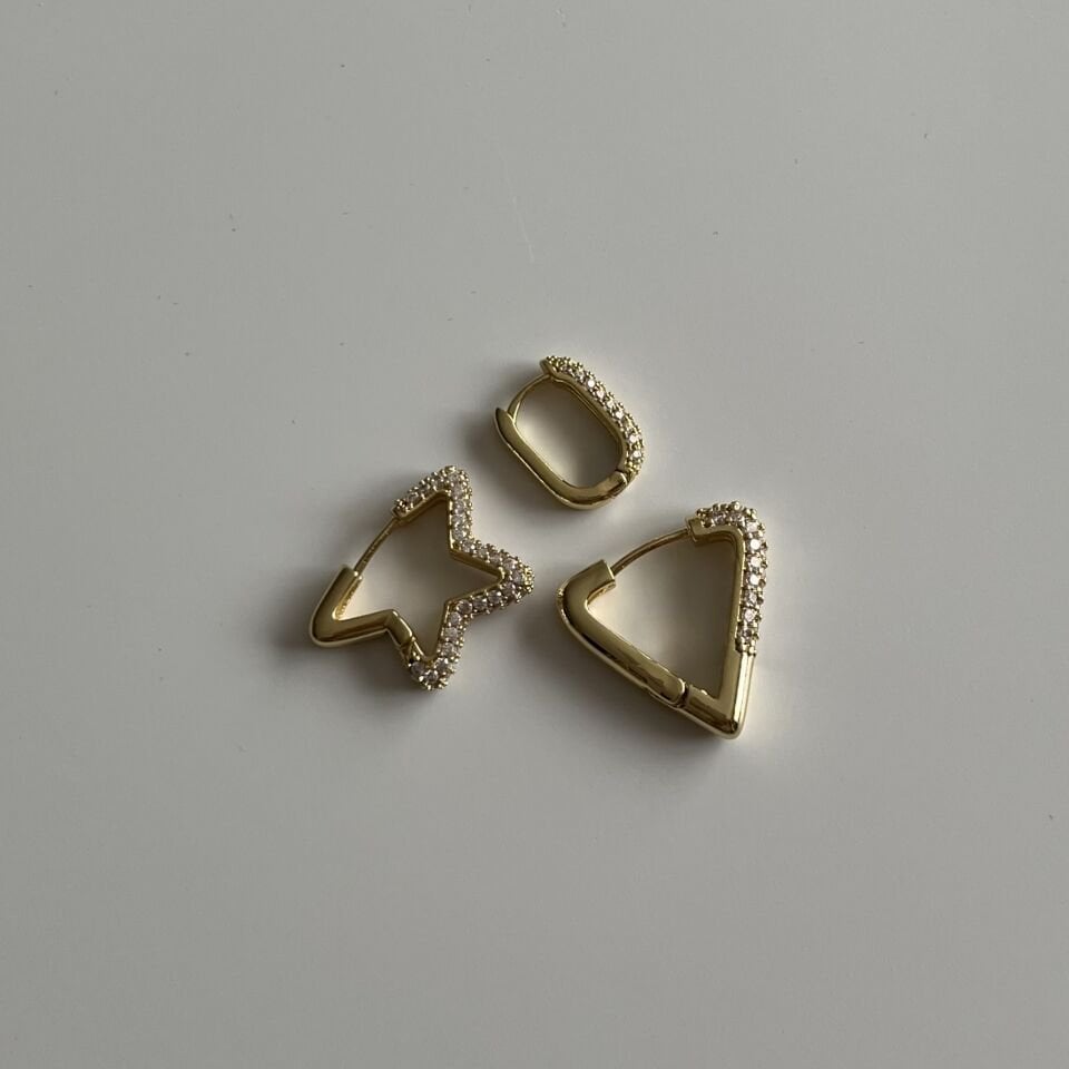 Vip 3 lü Taşlı Küpe