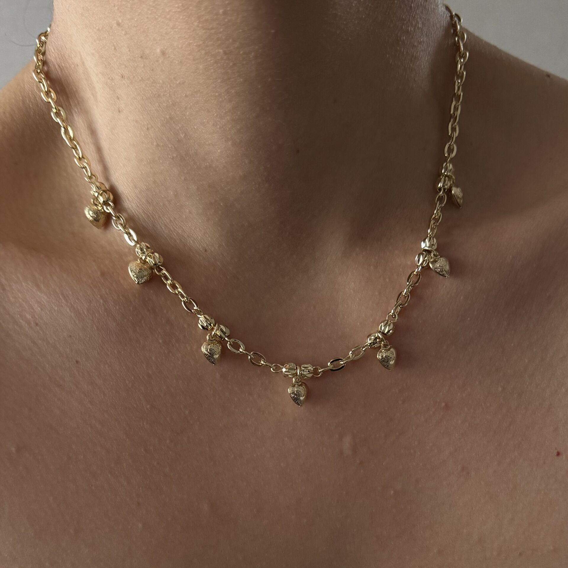 Altın Kaplama Minimal Kalpli Zincir Kolye