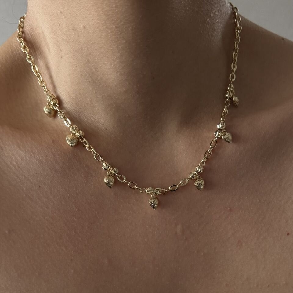 Altın Kaplama Minimal Kalpli Zincir Kolye