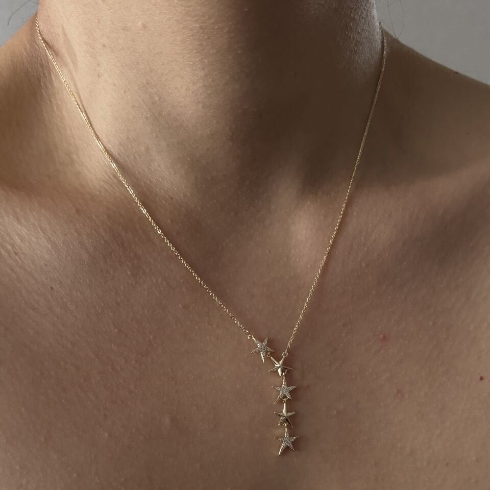 Altın Kaplama Sallantılı Yıldız Kolye
