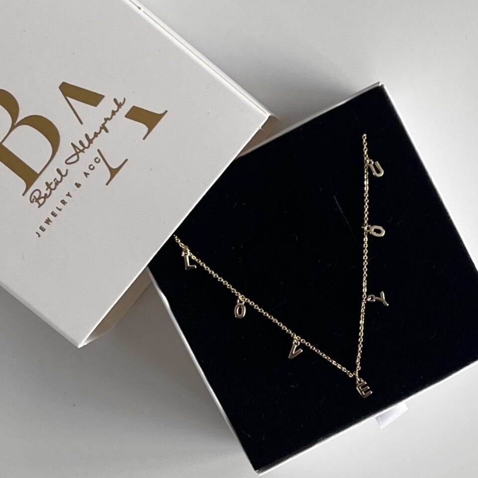 Altın Kaplama “love you” Yazılı Kolye