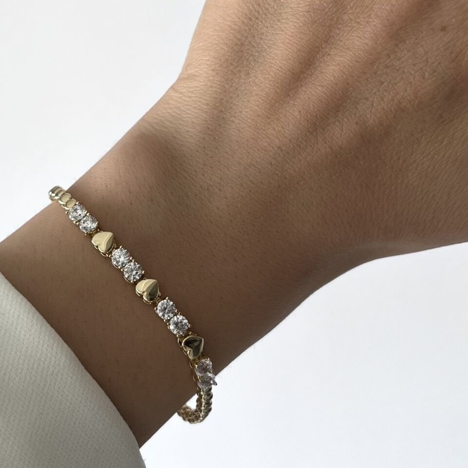 Taşlı Kalpli Xuping Bileklik