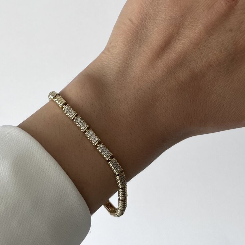 Taşlı Çizgili Desen Xuping Bileklik