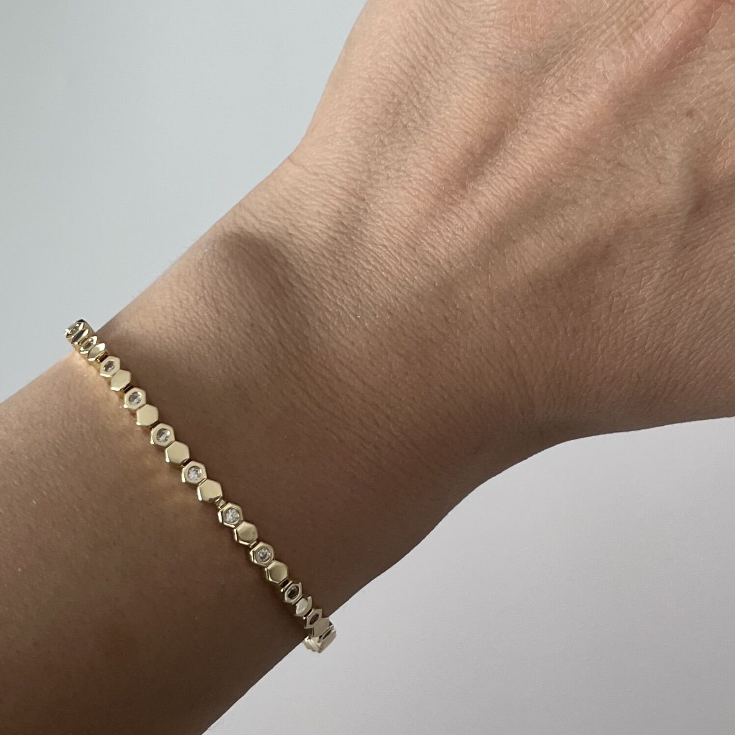 Altın Kaplama Taşlı Petek Model Bileklik