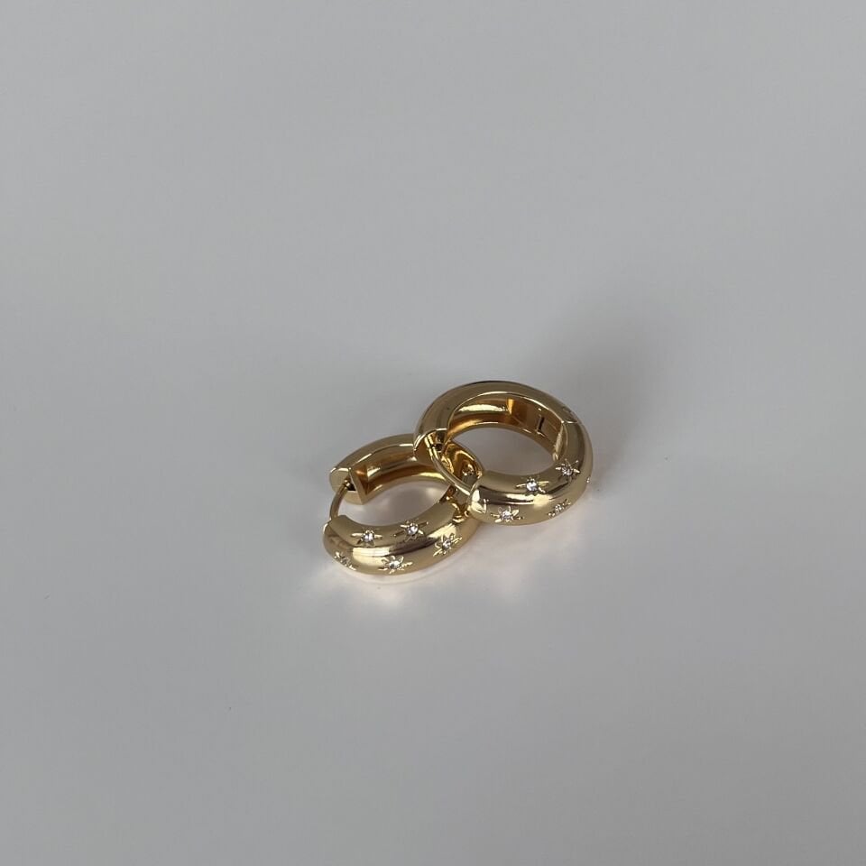 Çelik Taşlı Yıldız Motif Küpe