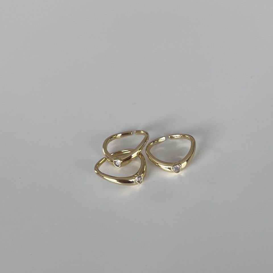 Ayarlanabilir Taşlı Kalpli Yüzük