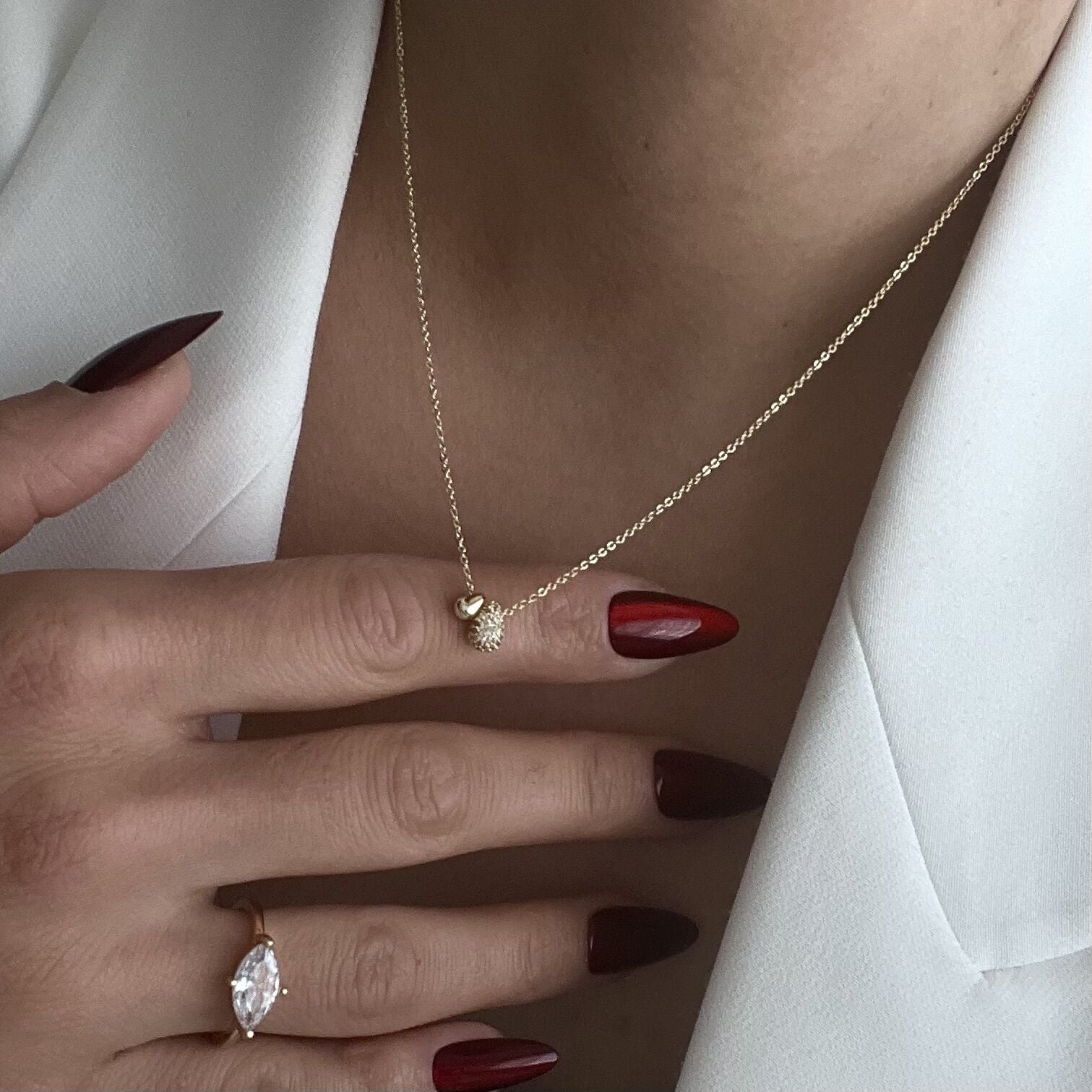 Altın Kaplama Minimal Damla Kolye