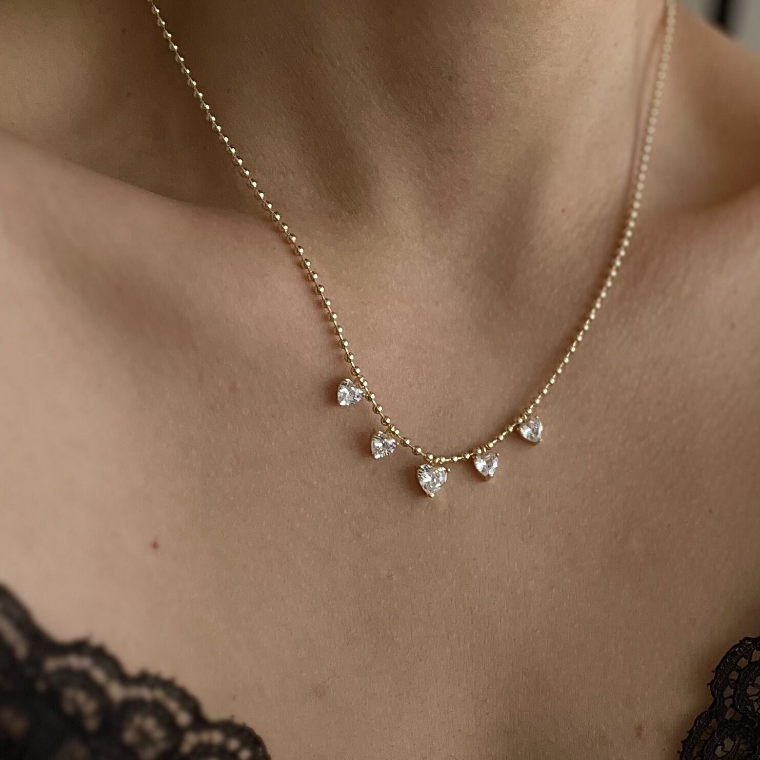 Altın Kaplama Çok Kalpli Kolye