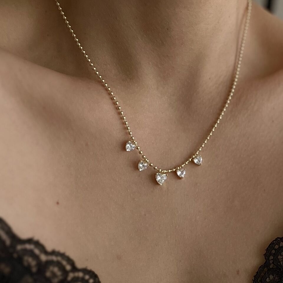 Altın Kaplama Çok Kalpli Kolye