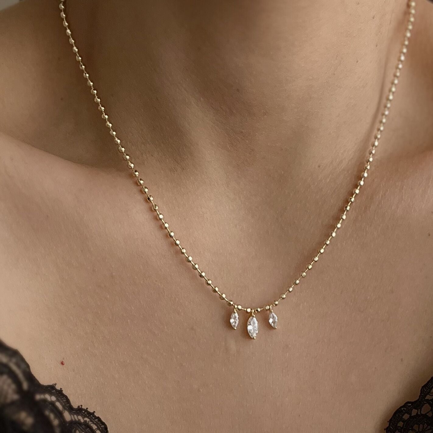 Altın Kaplama Çoklu Damla Kolye