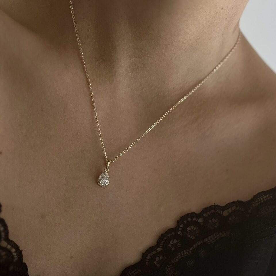 Oval Taşlı Xuping Kolye