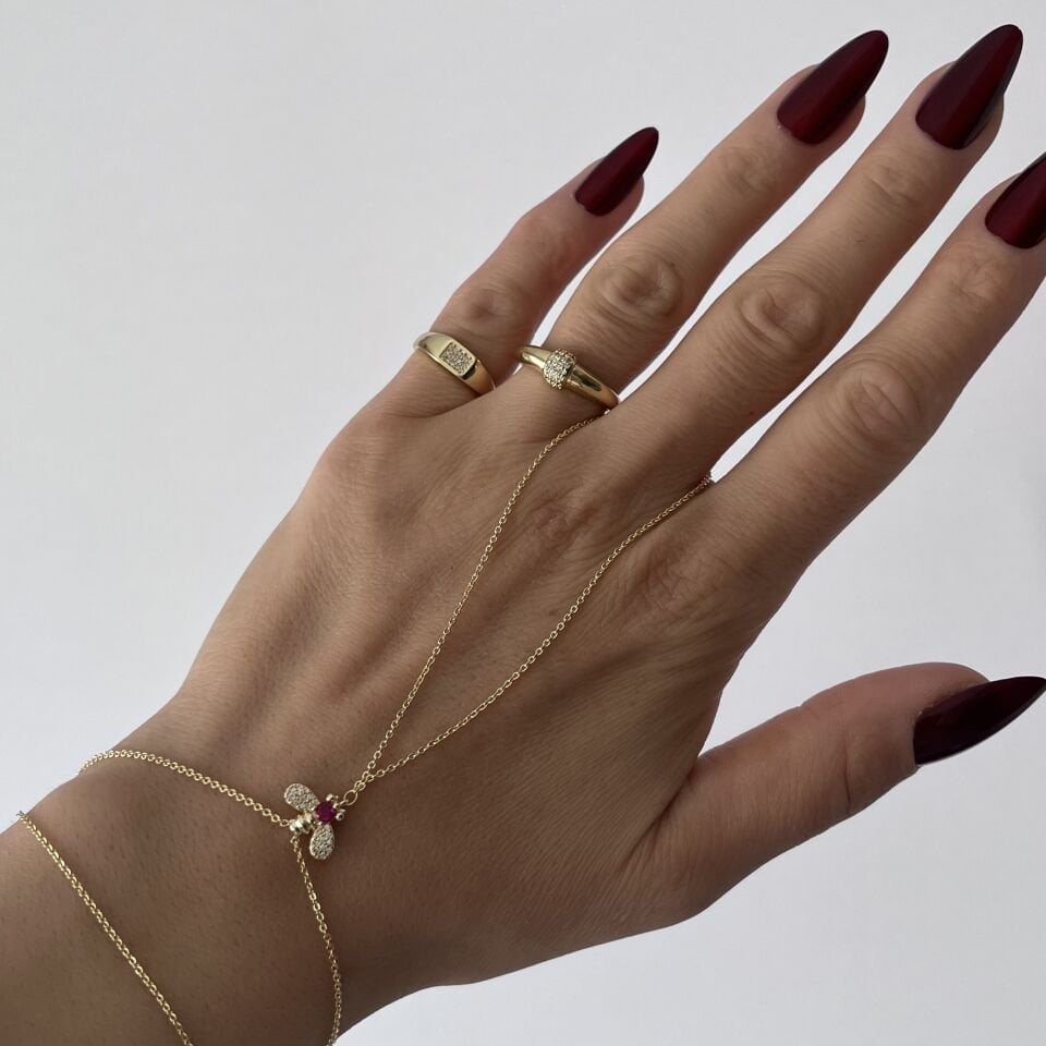 Vip Kare Taşlı Ayarlanabilir Serçe Parmak Yüzüğü