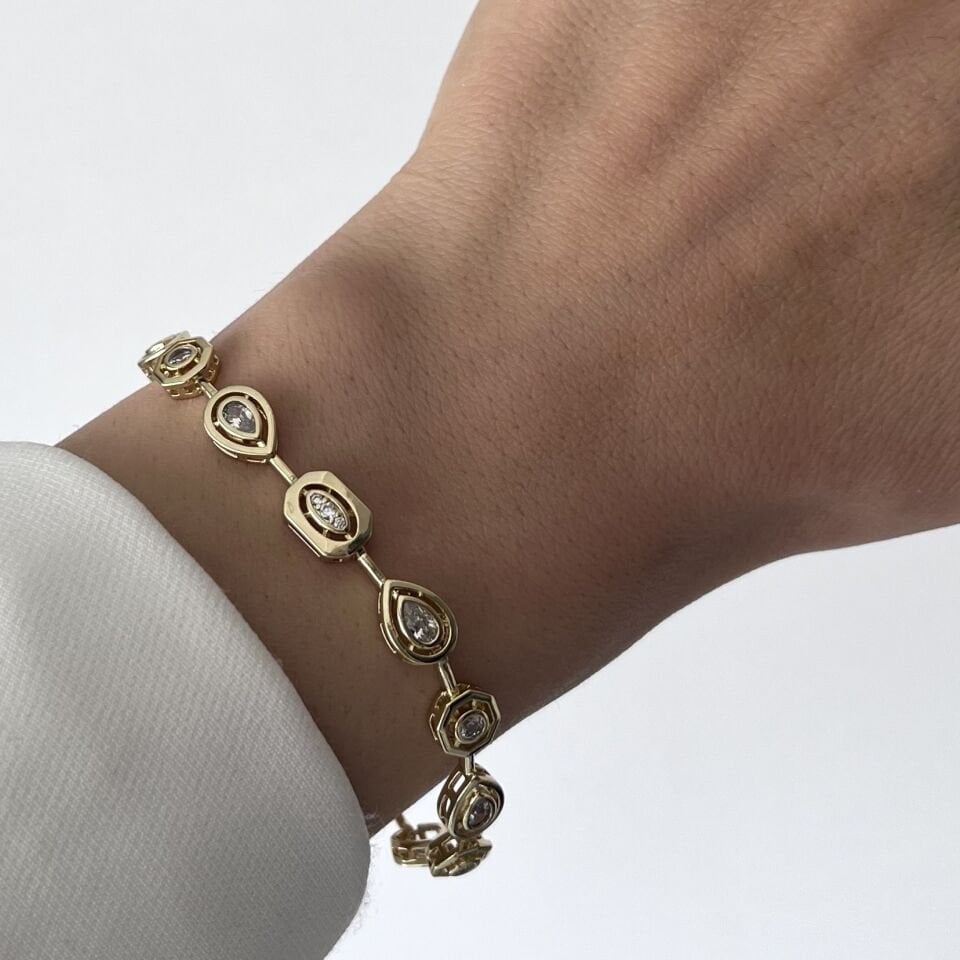 Oval Damla Taşlı Xuping Bileklik