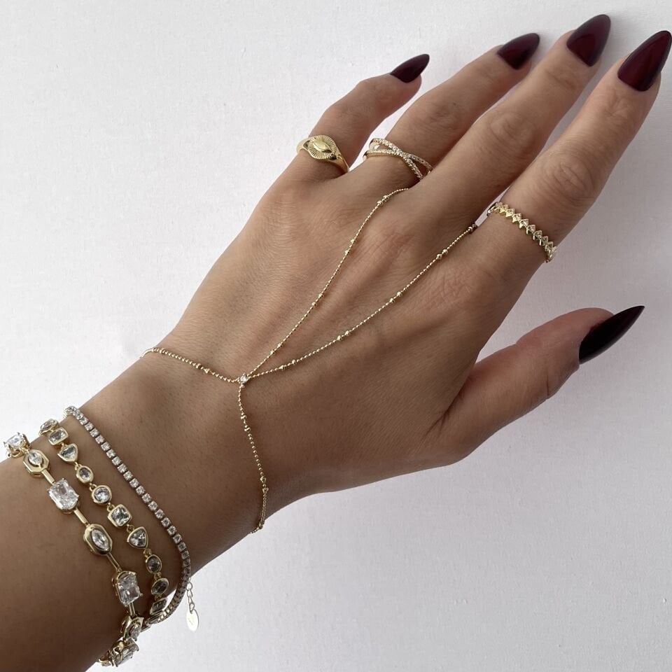 Altın Kaplama Minimal Taşlı Şahmeran