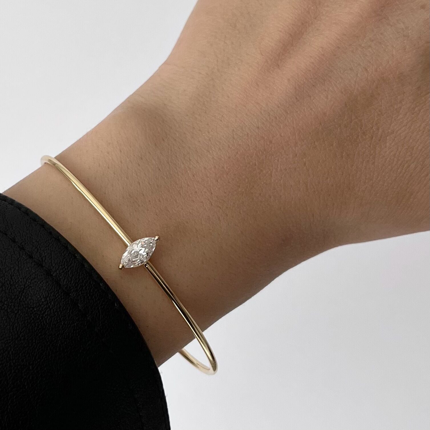 Altın Kaplama Markiz Taşlı Ayarlanabilir Bileklik