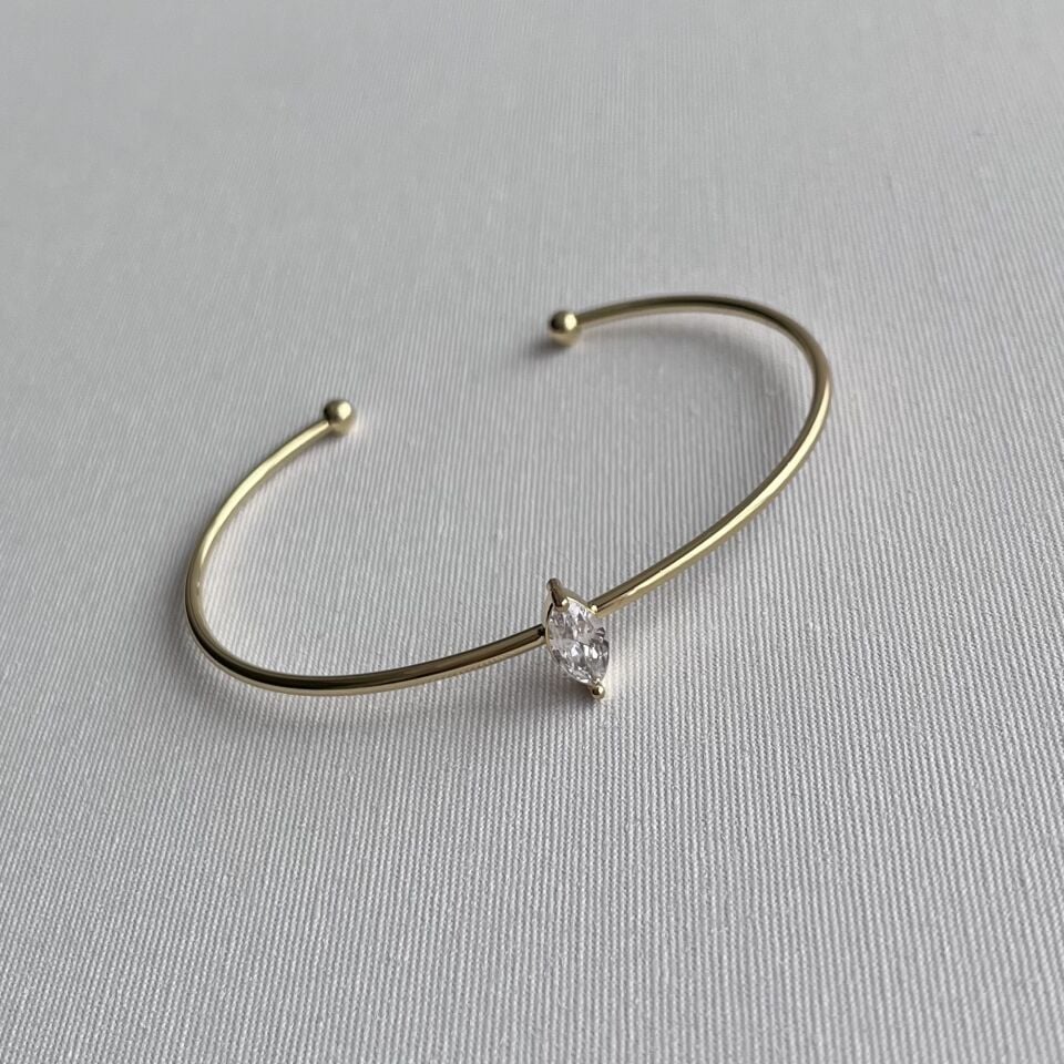 Altın Kaplama Markiz Taşlı Ayarlanabilir Bileklik