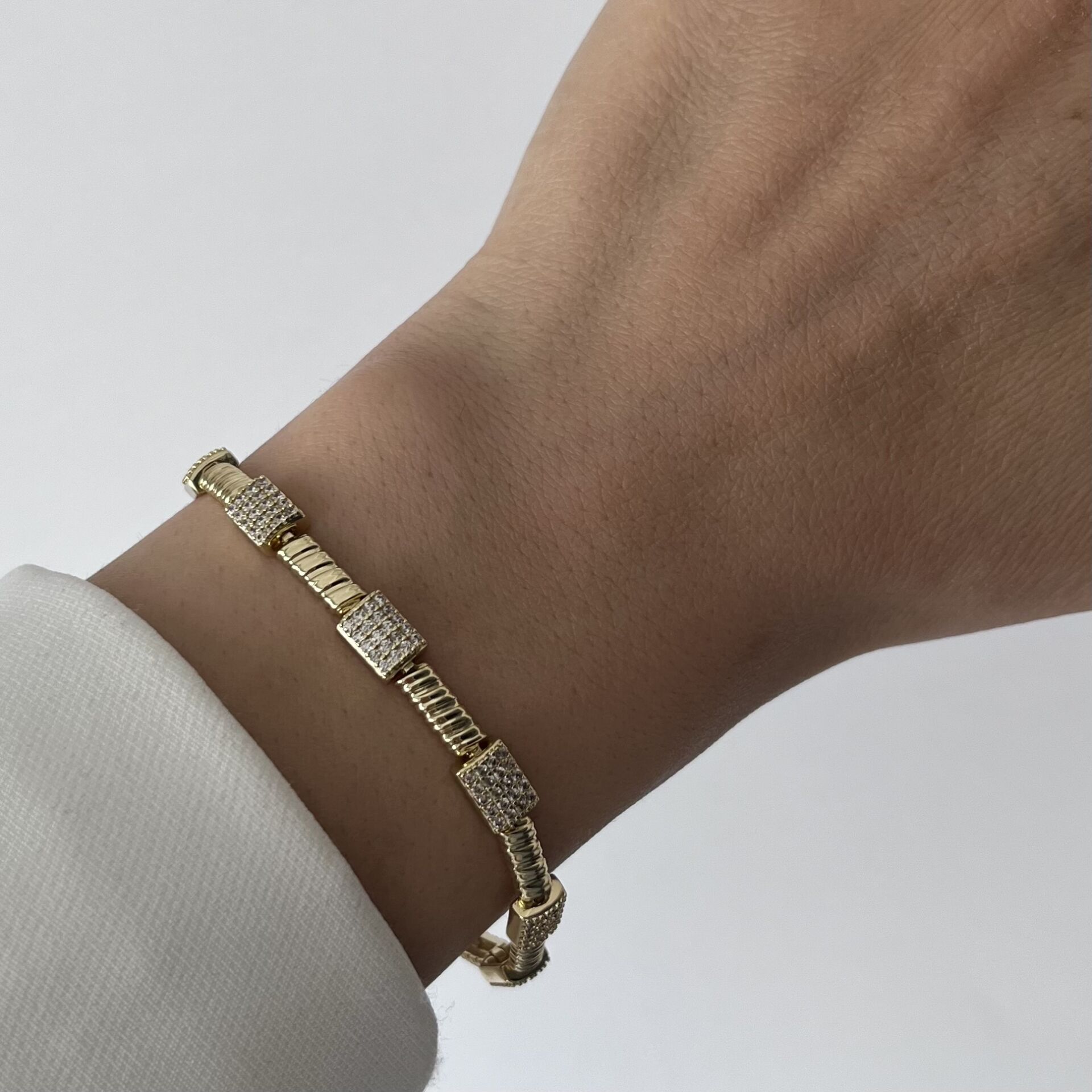 Dikdörtgen Taşlı Desenli Xuping Bileklik