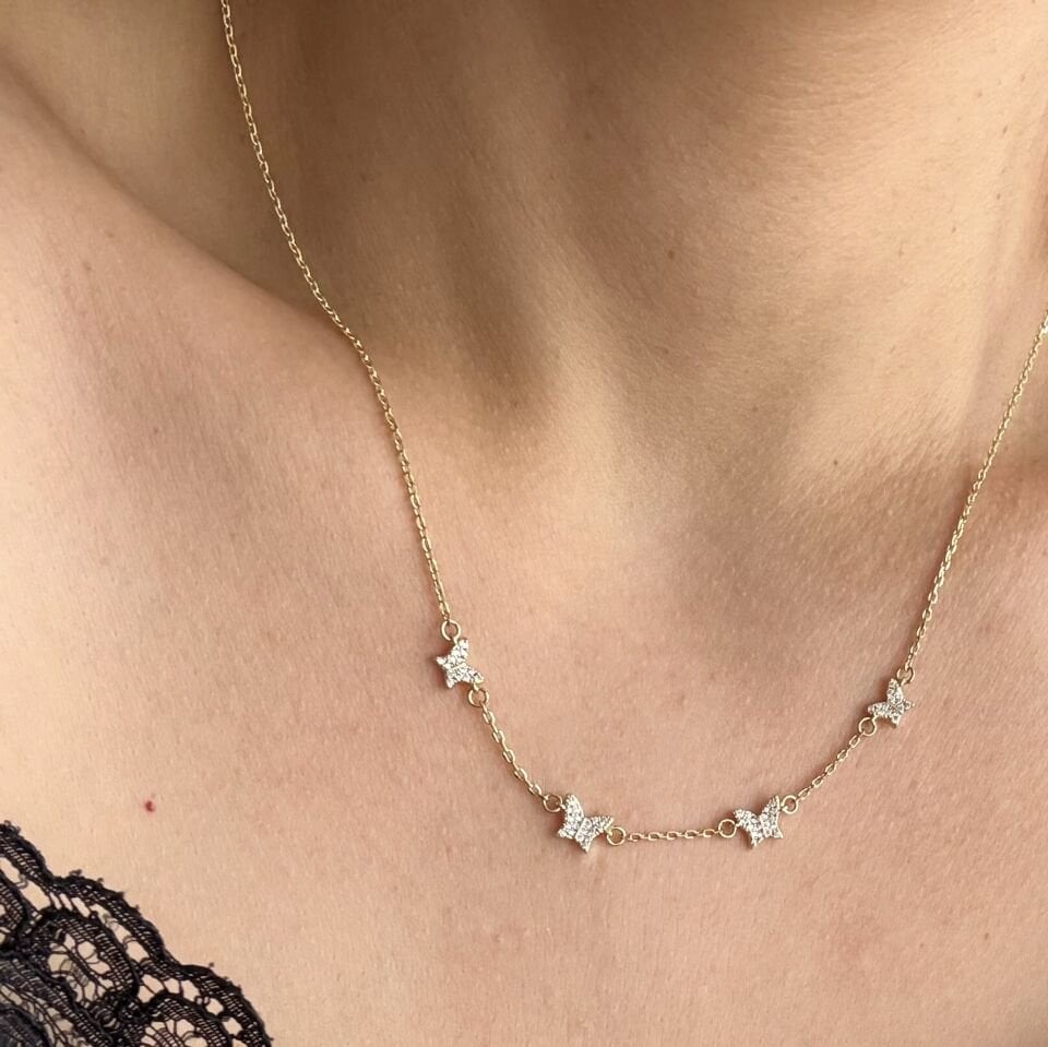 Taşlı Sıralı Kelebek Xuping Kolye