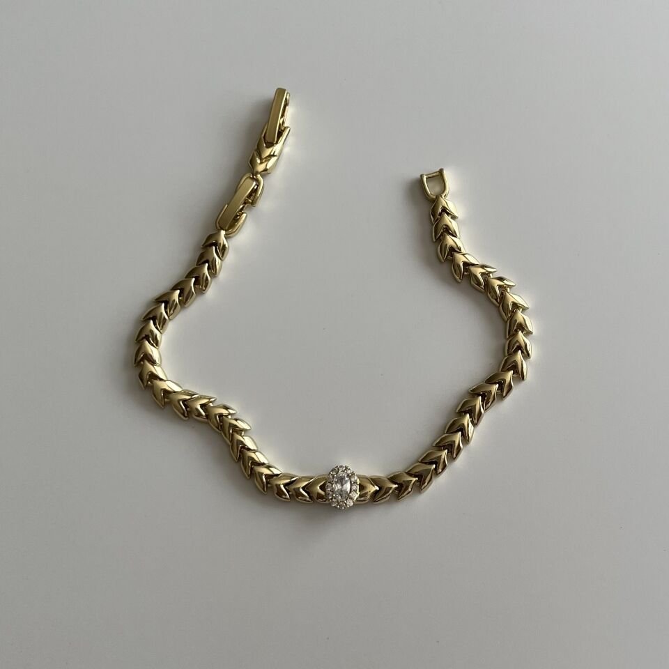 Oval Taşlı V Model Xuping Bileklik