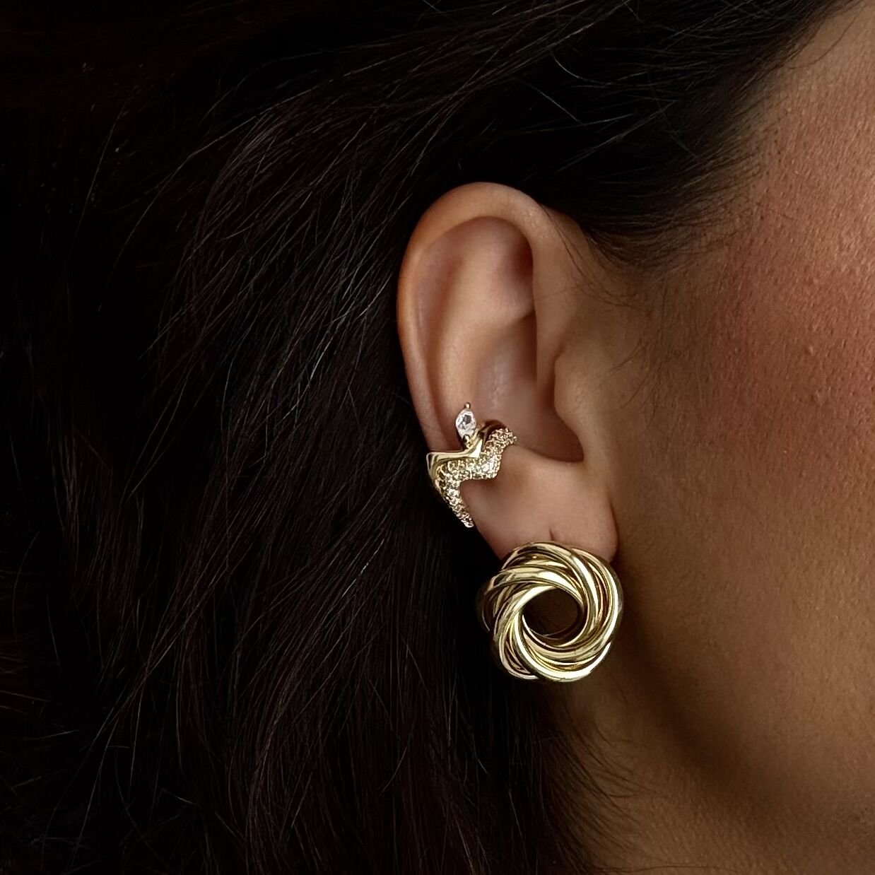 Vip Markiz Kesim Taşlı Earcuff