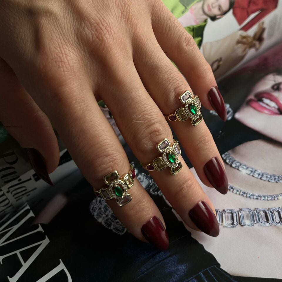 Vip Ayarlanabilir Çok Renkli Taşlı Yüzük