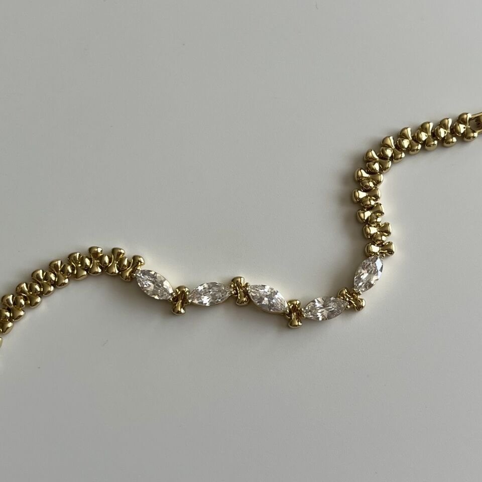 Damla Taşlı Balık Sırtı Zincirli Xuping Bileklik