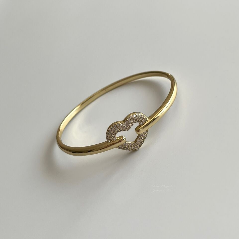 Taşlı Kalp Xuping Kelepçe Bileklik