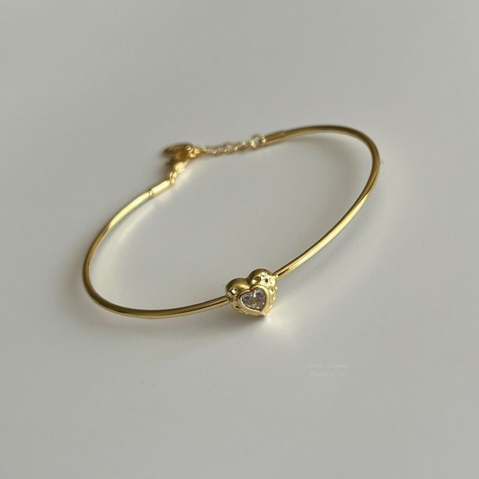 Altın Kaplama Zincirli Kalpli Bileklik